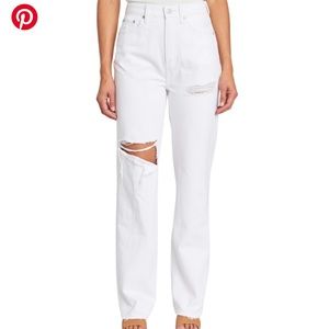 Pistola Cassie Super High Rise Straight Jeans in Snowfall Distressed